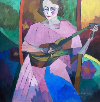  guitarra Arte - Mujer con guitarra Aristarkh Vasilevich Lentulov